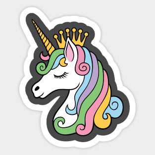 Unicorn Princes With Crown Sticker